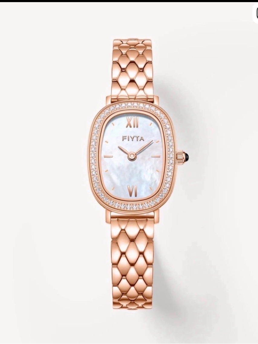 Fiyta Rose Gold Diamond Bezel Womens Watch